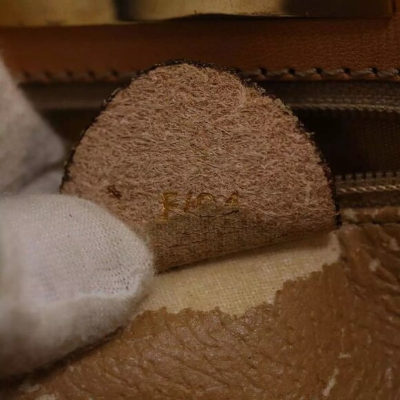 CELINE Macadam Canvas Hand Bag PVC Leather Brown AutH - Picture 5 of 15